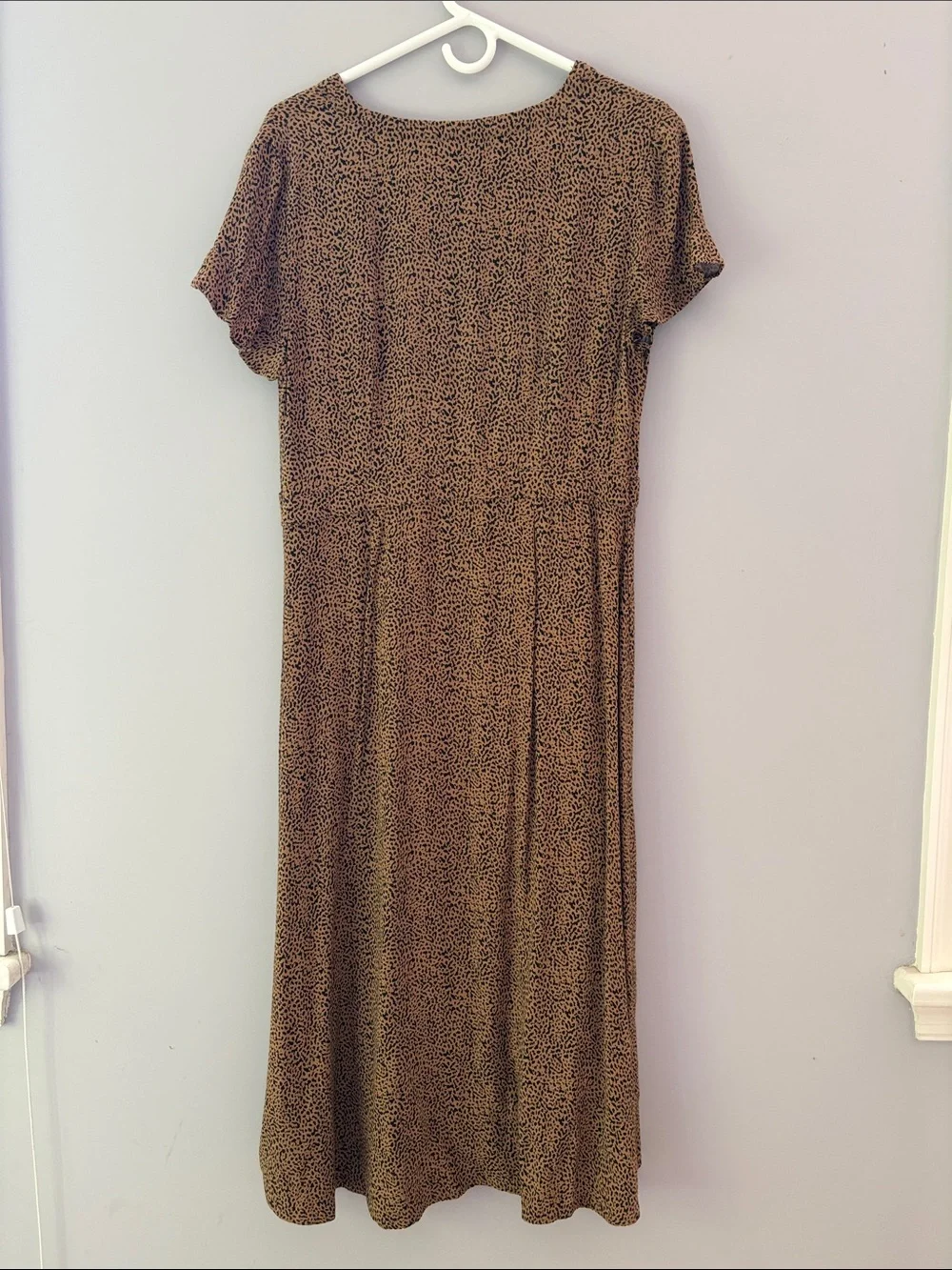 LOFT Brown Printed Midi Dress with Tie Waist - Picture 5 of 7